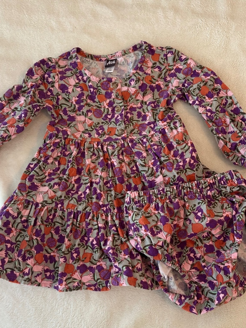 Tea Collection Floral Corduroy Dress 2T